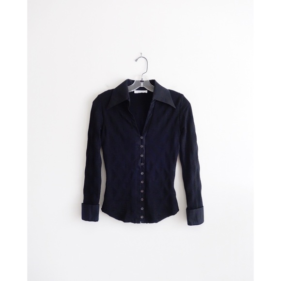 Rayure Tops - Rayure Paris Black Nylon Button Down Shirt sz 4